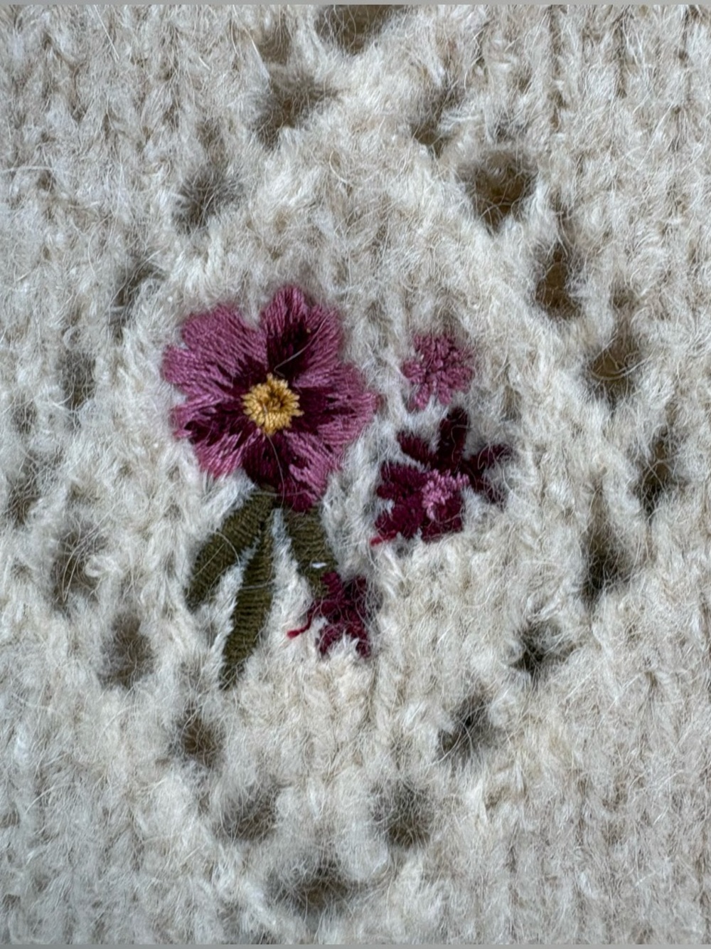 Driftwood Wool Mohair Penny Sweater Cardigan Cream Bliss Embordered Cottagecore - Picture 12 of 14